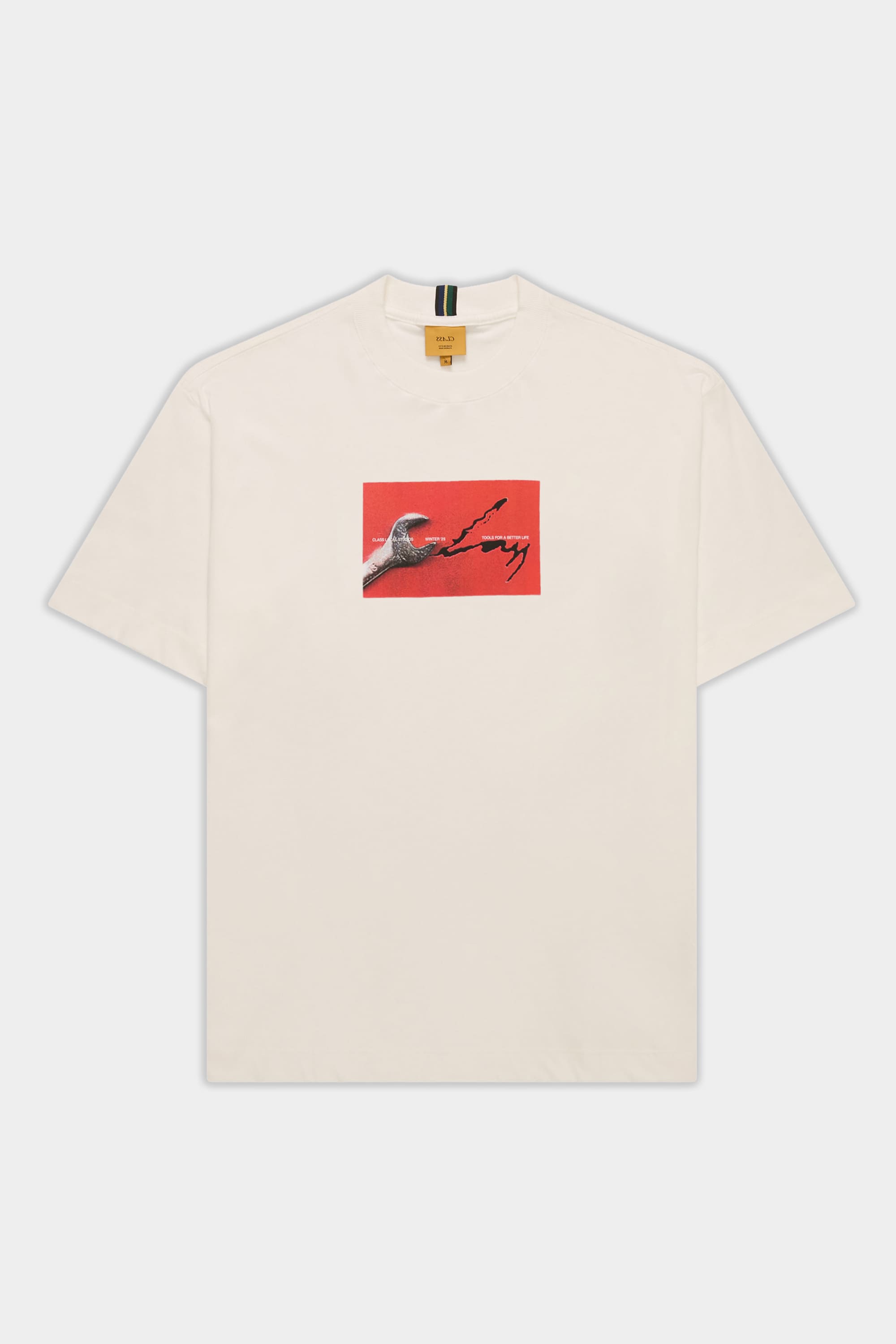Camiseta Class Tools Off White - Estampa Box com Chave Inglesa