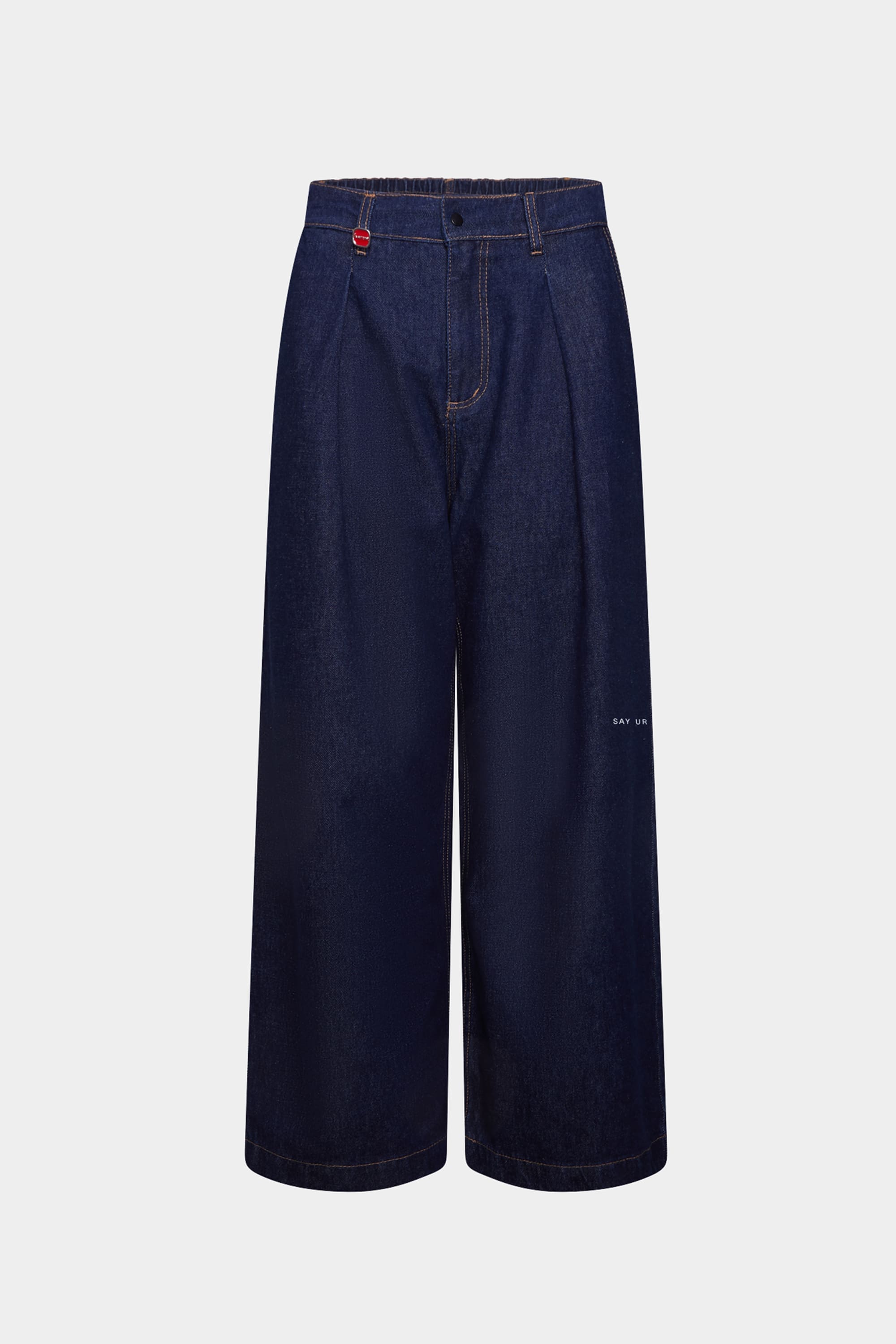 Calça Jeans SAY UR Pardon Baggy Dark Blue Wash com Cós Elástico